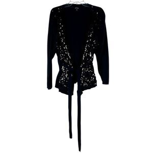 APT. 9 Black Sequined Cardigan Belt 1X